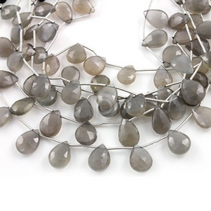 Grey Moonstone  Faceted Pear Drops, (GMNS9x12Pear) - Beadspoint