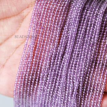 Pink Amethyst Micro Faceted Rondelle Beads, (PAMT-2.5-FRNDL) - Beadspoint