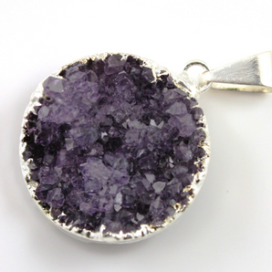 Druzy Electroplated Round Pendant,(SS-DZY/RND/312) - Beadspoint