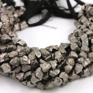 Pyrite Ash Grey Colored Metallic Stone, Rough Nugget Bead, (PYR/Raw/7x11(ag)) - Beadspoint