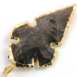 Jasper Fancy Electroplated  Arrowhead, BZC/9027/BLK/Fncy - Beadspoint