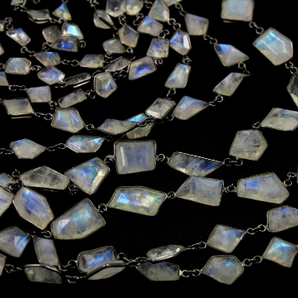 Rainbow Moonstone Faceted Fancy Cut Chain, (RNBFCY-10) - Beadspoint