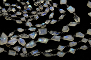 Rainbow Moonstone Faceted Fancy Cut Chain, (RNBFCY-10) - Beadspoint
