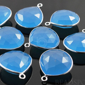 Cobalt Blue Chalcedony Faceted Heart Shape Bezel, (SSBZ7044) - Beadspoint