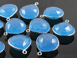 Cobalt Blue Chalcedony Faceted Heart Shape Bezel, (SSBZ7044) - Beadspoint