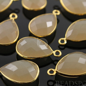 Sand Chalcedony Faceted Baby Pear Bezel, (BZC7557) - Beadspoint