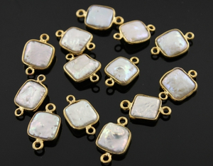 Fresh Water  Pearl Square Bezel Component,  Gold Vermeil,   11mm, 1 Piece, (BZC7155) - Beadspoint