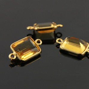 Brazilian Citrine Faceted Rectangle Bezel, (CITPNDT08-A) - Beadspoint