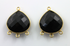 Black Onyx Faceted Heart Bezel Connector w/ 3 Rings, (BZC9013)