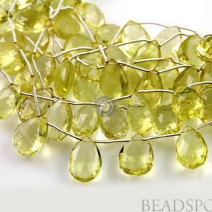 Lemon Topaz Medium Faceted Flat Pear Drops, (2LTZ10x15Pear) - Beadspoint