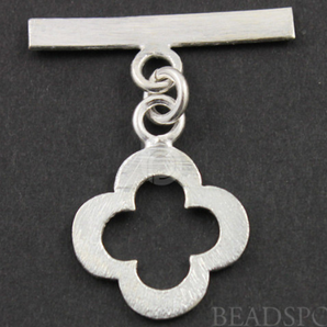 Brush Sterling Silver Flat Clover Toggle Clasp, (BR/6531) - Beadspoint