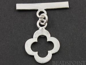 Brush Sterling Silver Flat Clover Toggle Clasp, (BR/6531) - Beadspoint