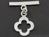Brush Sterling Silver Flat Clover Toggle Clasp, (BR/6531)