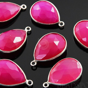 Fuschia Hot Pink Faceted Baby Pear Bezel, (SSBZC7392-C) - Beadspoint