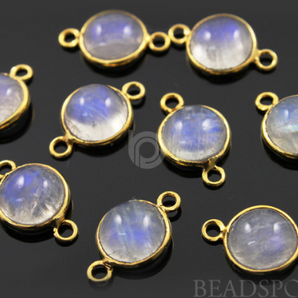 Rainbow Moonstone Faceted Coin Connector, (RNM001-MD) - Beadspoint