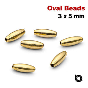 5 Pcs, 3x5 mm 14K Gold Filled Oval Beads, (GF/293)