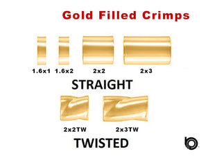 14k Gold Filled Crimp Beads, 2 Style, Multiple sizes, (GF-381)