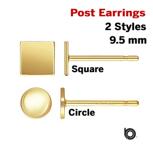 14K Gold Filled Square or round circle post earrings, (GF-823)