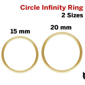 2 Pcs, 14k Gold Filled Circle infinity Rings, 2 Sizes, (GF-JR18)