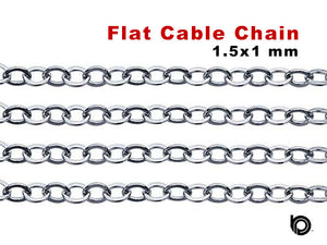 Sterling Silver Fine Flat Cable Chain, 1.5x1 mm, (SS-026)