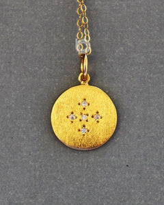 Gold Vermeil Over Sterling Silver Disc Charm with 0.2 Ct Diamonds -- VM/CH11/CR23 - Beadspoint