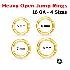 14k Gold Filled Heavy Jump Rings Open (.050) 18 GA. 5 mm to 8 mm