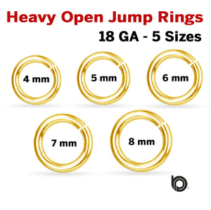 14k Gold Filled Heavy Jump Rings Open (.040) 18ga. 4 mm to 8 mm, (GF/JR18/O)