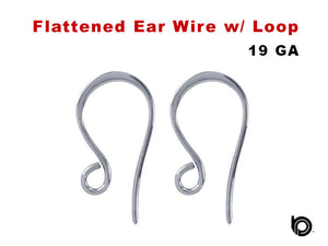 Sterling Silver Flat Ear Wire , 1 pair  (SS/710)