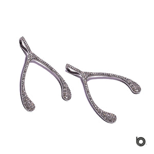 Pave Diamond  Large wish bone Pendant, (DP-2134) - Beadspoint
