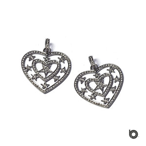 Pave Diamond  Starry Heart Pendant, (DP-2143) - Beadspoint