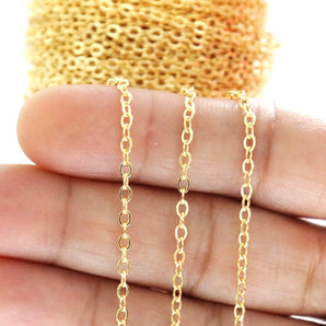 Gold Filled Heavy Flat Oval Cable Chain, 3x2 mm links, (GF-022)