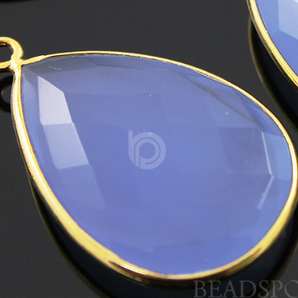 Light Blue Chalcedony Faceted Pear Bezel, (BZC7083) - Beadspoint