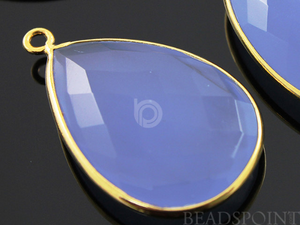 Light Blue Chalcedony Faceted Pear Bezel, (BZC7083) - Beadspoint