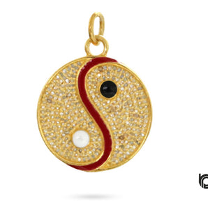 Pave Diamond Ying Yang Medallion Pendant, (DPM-1166)