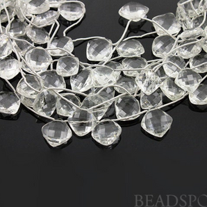 Rock Crystal Faceted Cushion Cut Drops,  (CRY15x15CUSH) - Beadspoint