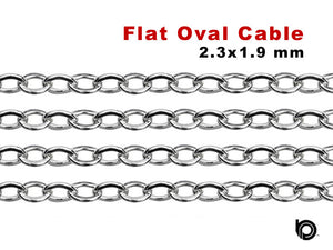 Sterling Silver Flat Oval Cable chain, 2.3x1.9 mm, (SS-031)