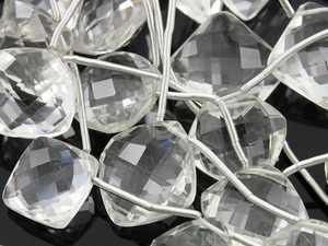 Rock Crystal Faceted Cushion Cut Drops,  (CRY15x15CUSH) - Beadspoint