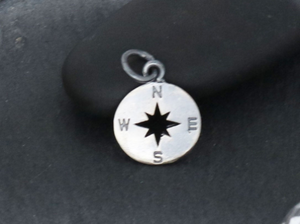 Sterling Silver Compass Charm -- (AF-237) - Beadspoint