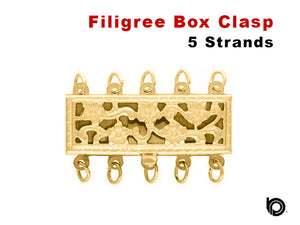 Gold Filled Rectangle Filigree Clasp with 5 Ring,(GF/411/5)