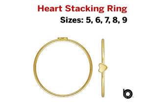 14k Gold Filled Heart Stacking Ring, 3.5 mm, (GF-798)