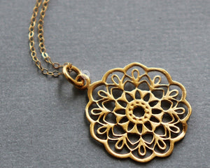 Gold Vermeil Over Sterling Silver Flower Charm -- VM/CH4/CR110 - Beadspoint