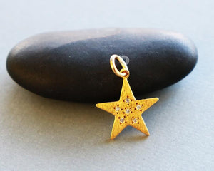Gold Vermeil Over Sterling Silver Star Charms With 0.04 Ct. Diamonds   -- VM/CH5/CR46 - Beadspoint