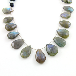 Labradorite Faceted Pear Briolettes Beads, (LAB21x13PR) - Beadspoint