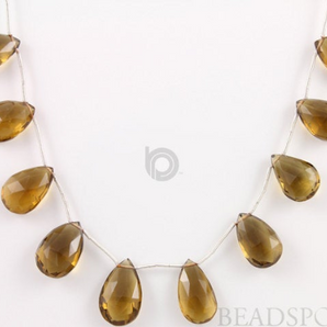 Whiskey Topaz Faceted Flat Pear Drops, 4 Pieces, (4WTZ11x16PEAR) - Beadspoint