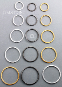 Brushed Soldered Flat Rings Circles,5 Sizes, (6592) - Beadspoint