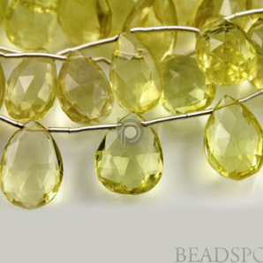 Lemon Topaz Medium Faceted Flat Pear Drops, (2LTZ10x15Pear) - Beadspoint