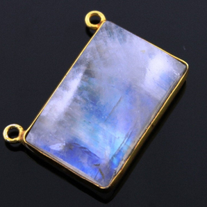 Rainbow Moonstone Faceted Rectangle Bezel, (MN06FNCY) - Beadspoint