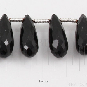 Black Onyx Medium Faceted Tear Drops,  (XLongtear) - Beadspoint