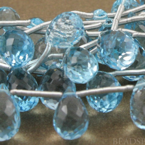 Blue Topaz Faceted Tear Drop,4 Pieces,(4BTSmtear) - Beadspoint