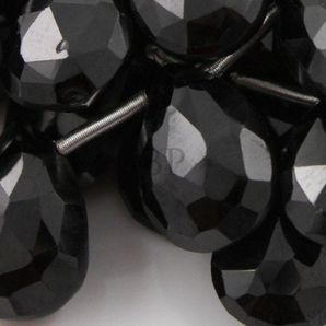 Black Onyx Faceted Pear Drops, , (X10x14Fpear) - Beadspoint